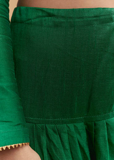 Green Silk Kurta Set With Gota Work