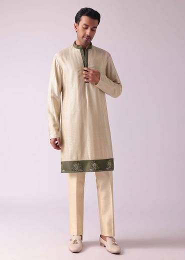 Green Embroidered Indowestern In Velvet