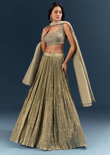 Grey Banarasi Silk Bridesmaid Lehenga With Intricate Hand Embroidery