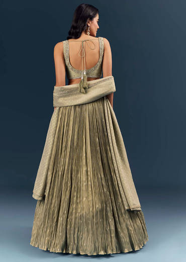 Grey Banarasi Silk Bridesmaid Lehenga With Intricate Hand Embroidery