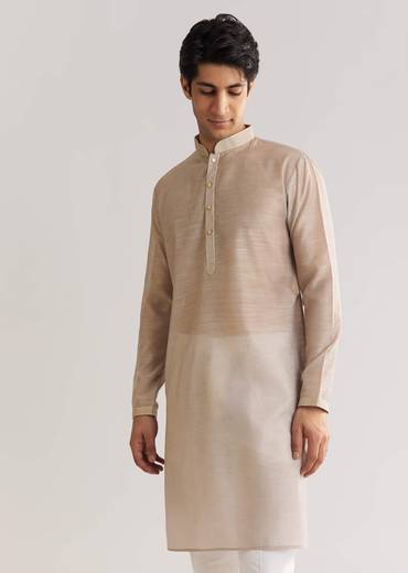 Grey Kurta Set With Floral Printed Jacket