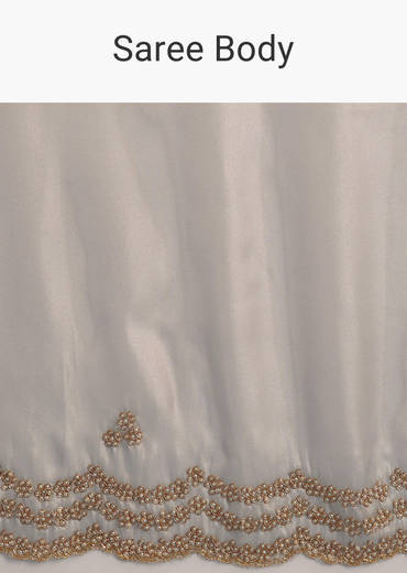 Grey Organza Tissue Saree With Embellished Scallop Border