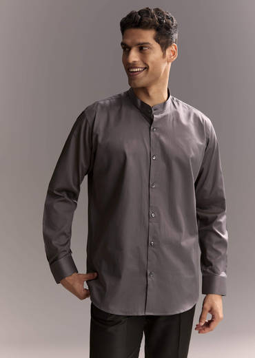 Grey Silk Kurta Jacket Set For Men With Hand Embroidery