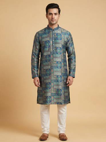Indigo Blue Printed Kurta Set