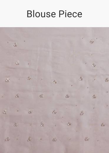 Lavender Shaded Glass Tissue Stone Embellished Saree With Cutdana And Beads