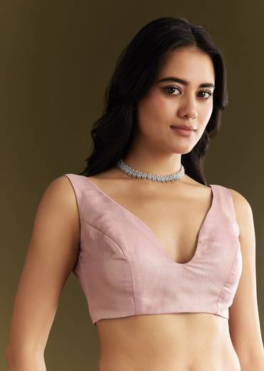 Lavender Tissue Saree With All Over Stone Embellishment And Cutdana Scallop Border