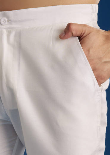 Light Beige Silk Embroidered Kurta Set