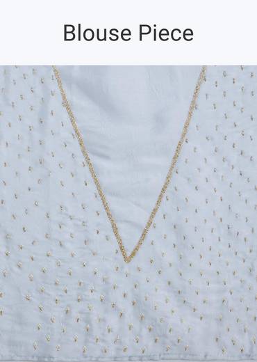 Light Blue Tissue Silk Saree With Stone Embellishment