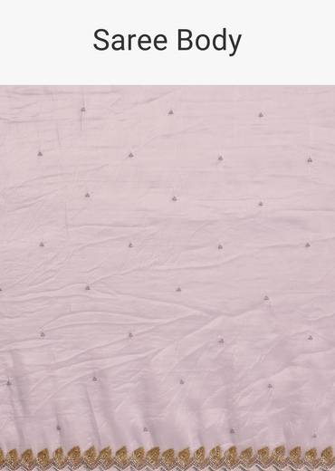 Light Lavender Tissue Saree With Cutdana Beads Embroidery And Scallop Border