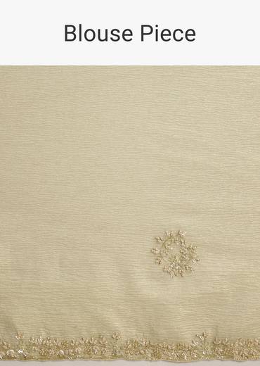 Light Pastel Green Crushed Tissue Saree With Cutdana Sequins And Beads Embroidery