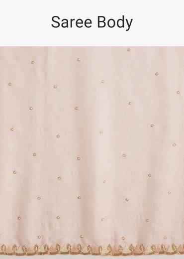 Light Peach Tissue Silk Saree With Stone Embellishments