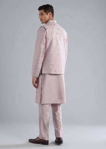 Lilac Kurta Jacket Set With Cut Dana Detailing