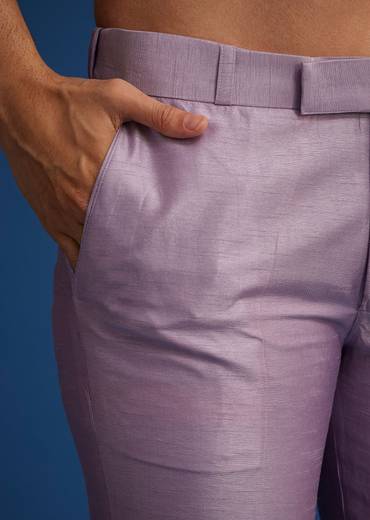 Lilac Kurta Set With Resham Mirror And Zari Embroidery