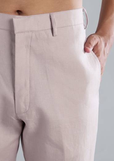 Lilac Linen Kurta Jacket Set With Thread Resham Work