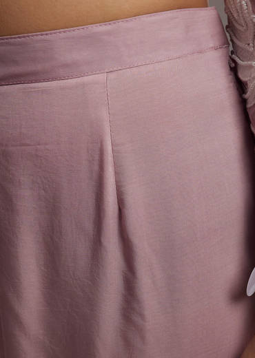 Lilac Purple Organza Kurta Set With Thread And Moti Work