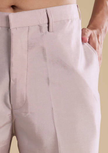 Lilac Silk Jacket Kurta Set with Mirror Work