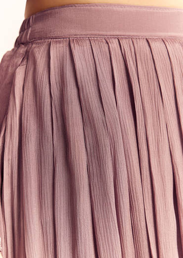 Mauve Pink Chinon Kurta Palazzo Set With Moti Work