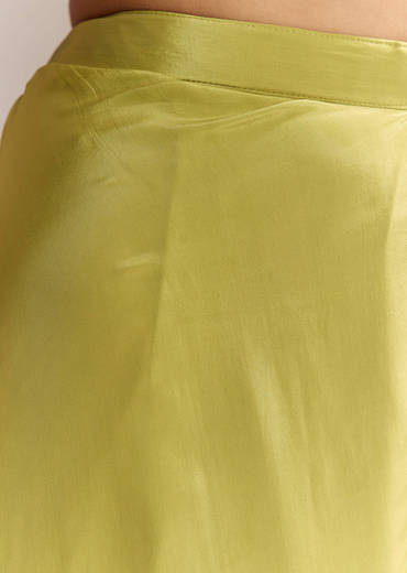 Mehendi Green Crepe Crop Top And Palazzo Set With Embroidered Cape