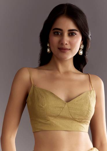 Mehendi Green Crushed Tissue Saree With Cutwork Embroidered Border