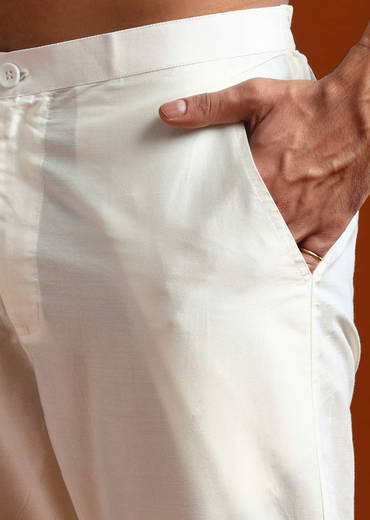 Mint Green Chanderi Kurta Set For Men With Kashmiri Embroidery