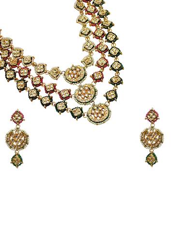 Multi Layered Kundan Necklace And Earring Sets