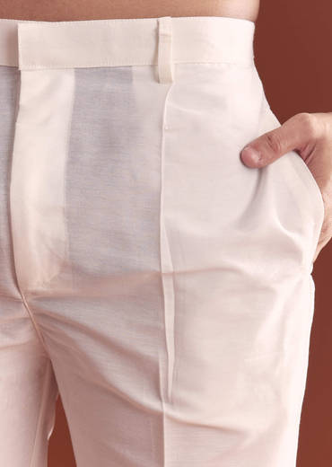 Mustard Yellow Silk Kurta Set For Men With Floral Resham Work