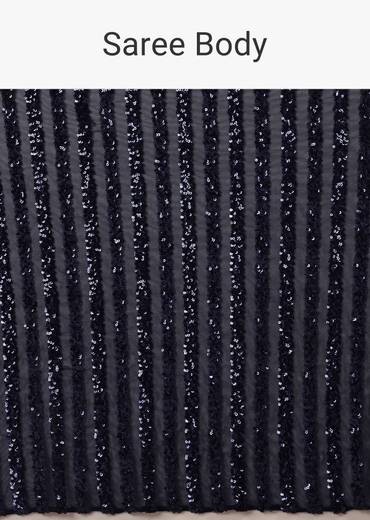 Navy Blue Sequins Saree With Velvet Blouse