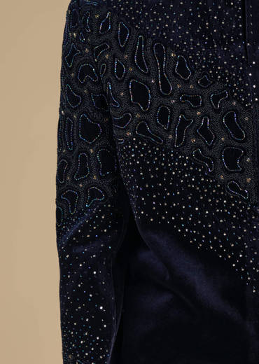 Navy Blue Velvet Jodhpuris with Sequins