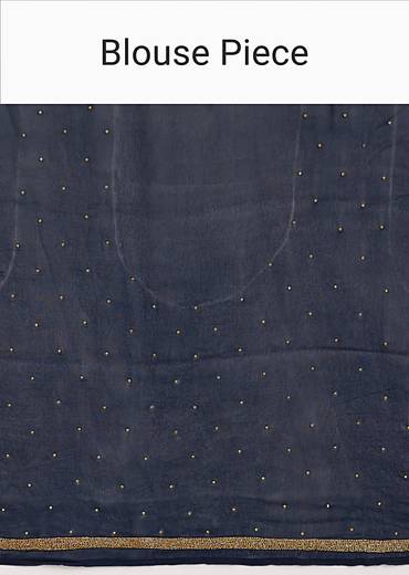 Navy Blue Georgette Saree With Resham Thread Embroidery