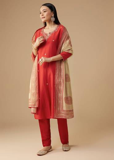 Orange Gota Work Kurta Set