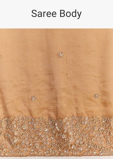 Orange Tissue Saree With Unstitched Heavy Embroidered Border