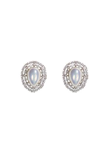 Pale Grey Blue Centre Stone Stud Earrings