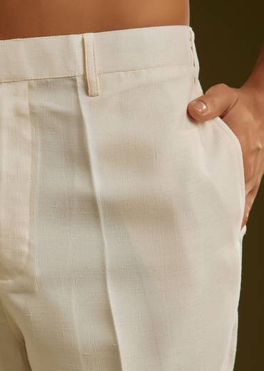 Peach Cotton Silk Kurta Set With Aari Work Jacket