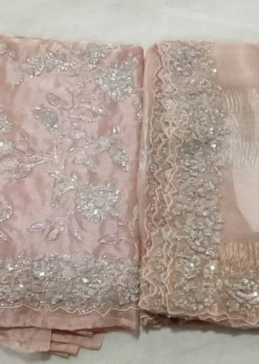 Peach Nude Threadwork Suit Set