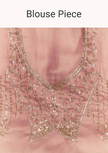 Peach Shaded Tissue Saree With Heavy Embroidered Blouse