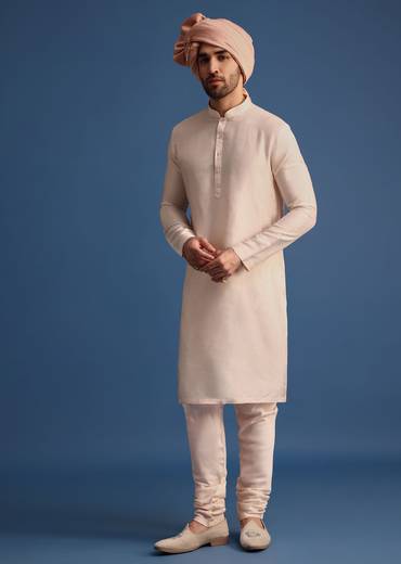 Peach Heavy Hand Embroidered Sherwani Suit