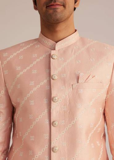 Peach Silk Jodhpuri Suit