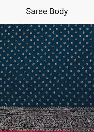 Peacock Blue Dola Silk Saree With Butti Work