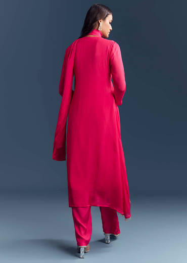 Pink Chinon Anarkali Suit With Sequins And Resham Embroidery