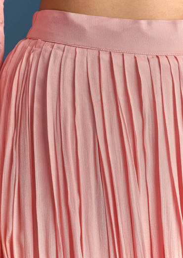 Pink Chinon Kurta Palazzo Suit With Moti And Cut Dana Work