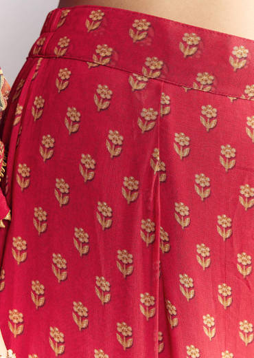 Pink Crepe Sharara Suit With Floral Print And Stone Work