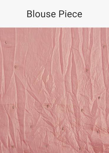Pink Crepe Tissue Saree With Moti Beads And Cutdana Embroidery