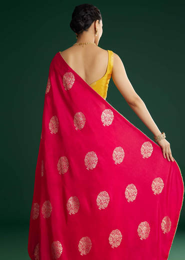 Pink Dola Silk Saree With Gotapatti And Brocade Border