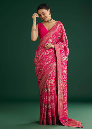 Pink Dola Silk Saree With Woven Patola