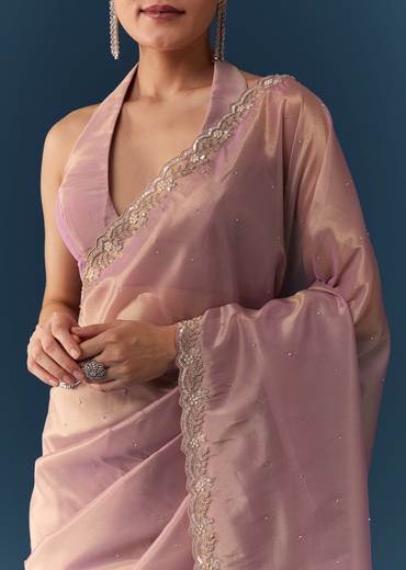 Pink Embroidered Saree with Blouse Fabric