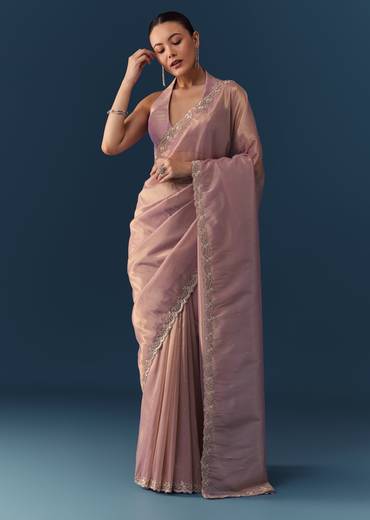 Pink Embroidered Saree with Blouse Fabric