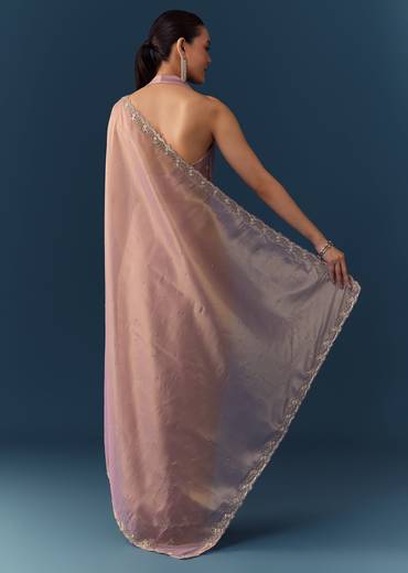 Pink Embroidered Saree with Blouse Fabric