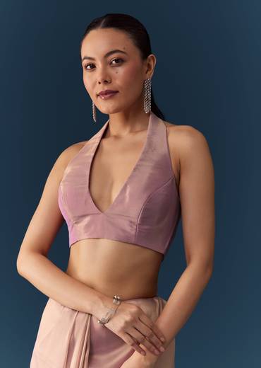 Pink Embroidered Saree with Blouse Fabric