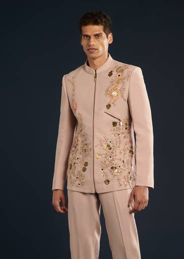 Pink Jodhpuri With Sequin Cutdana Embellishment