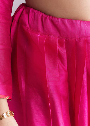 Pink Silk Anarkali Suit With Pathani Patch Work